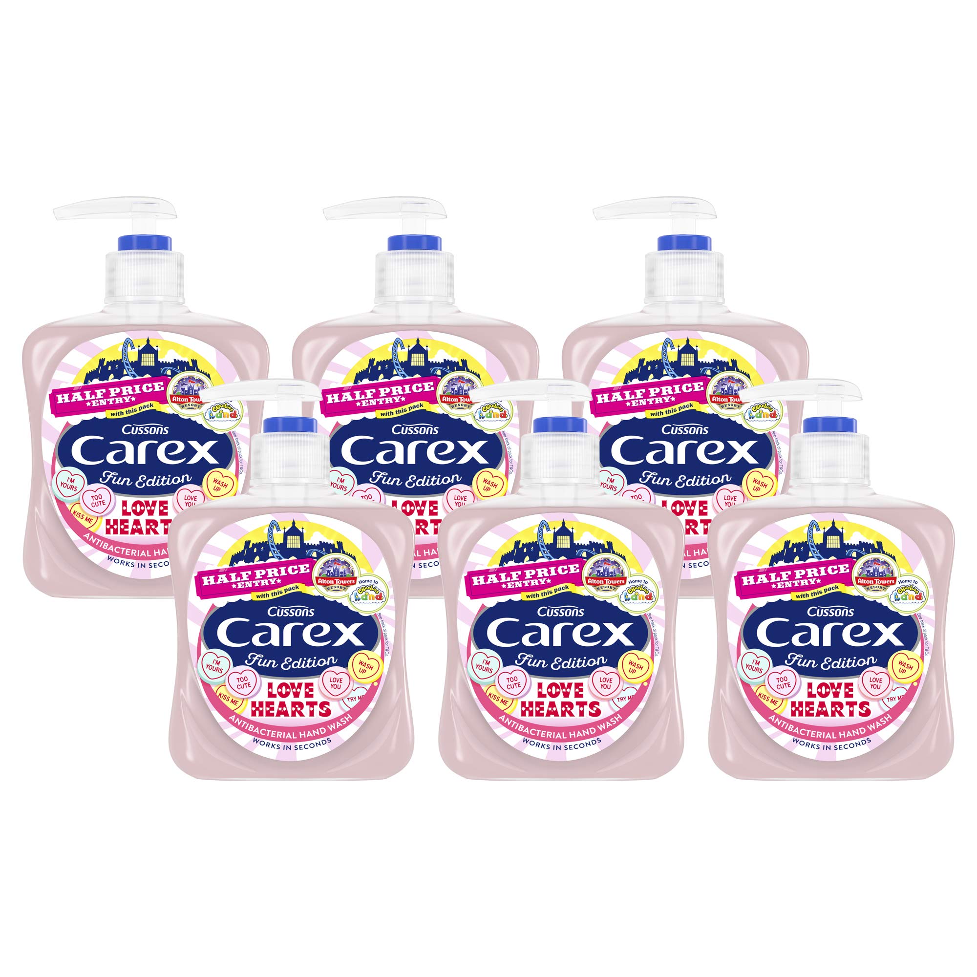 Carex Love Hearts Hand Wash - 6 Pack (250ml Each) | Moisturizing & Gentle for Daily Use | Perfect for Home, Office & Travel