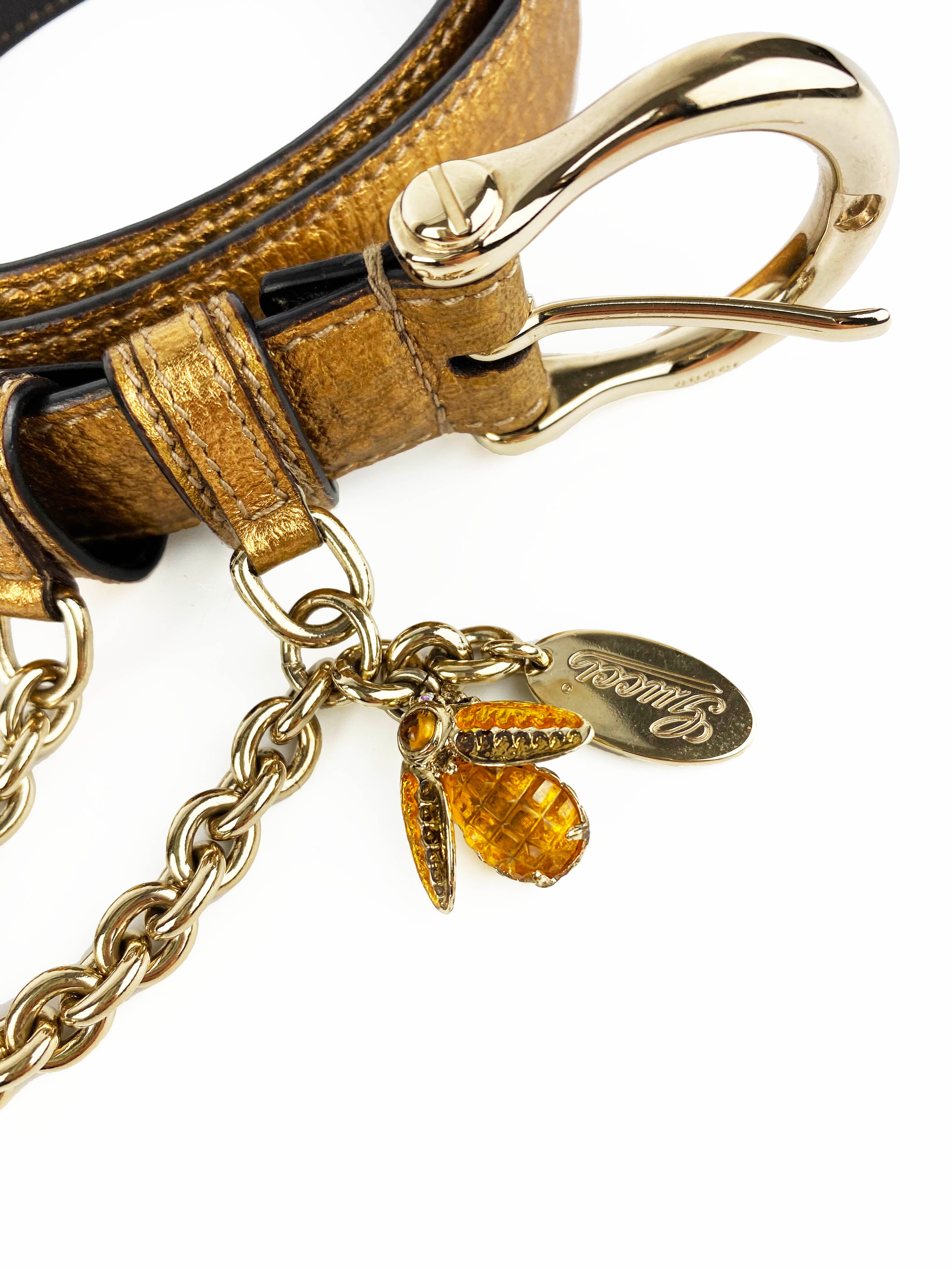 Gucci Bronze Bee Buckle Leather Belt for Men & Women - Stylish Designer Fashion Accessory for Casual & Formal Outfits | Perfect for Office, Parties & Everyday Wear