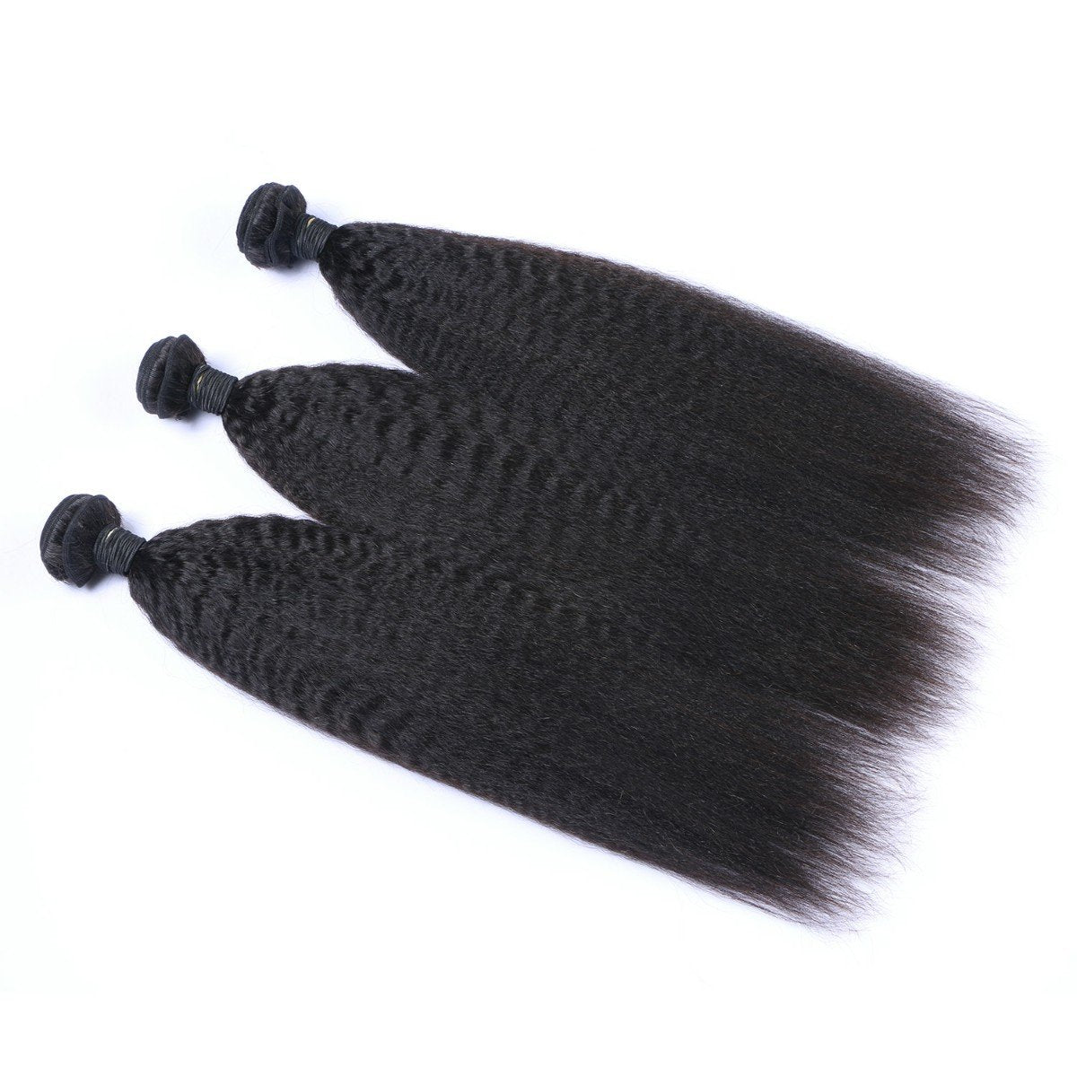Virgin Human Hair Frontal Kinky Straight Bundle Deals - 100% Natural Black Hair Extensions for Styling & Protective Hairstyles