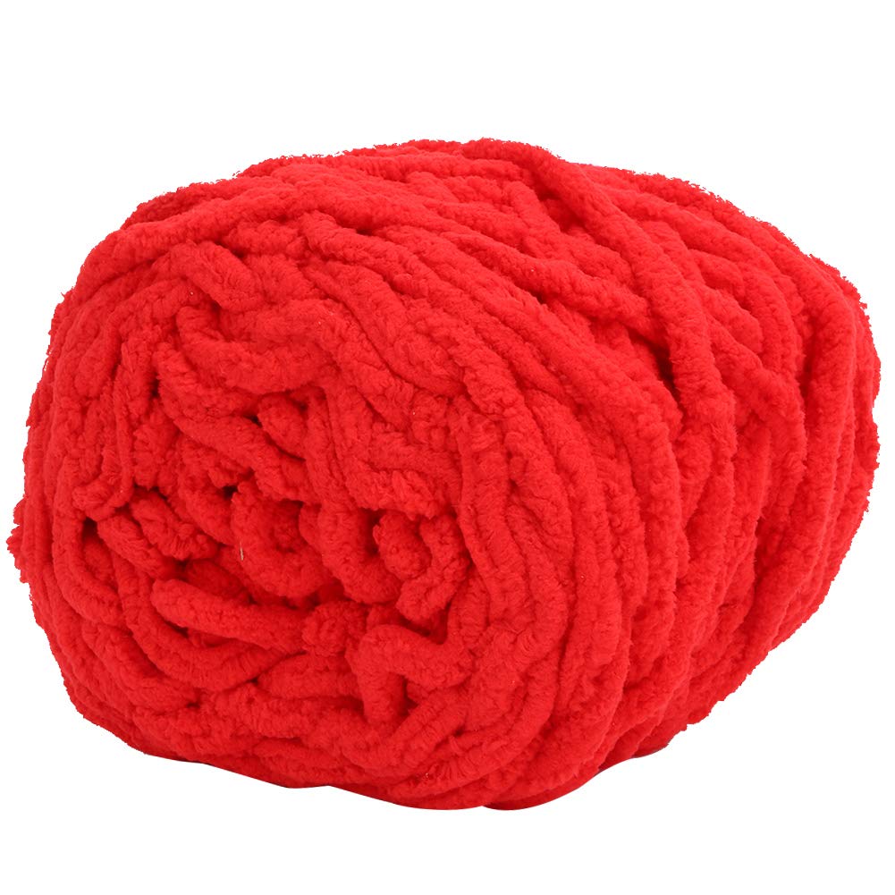 Thick & Quick Polyester Wool Blend Yarn - Extra Chunky Ice Strip Knitting Yarn for Blankets, Scarves & Slippers - Large Ball Woven Thread (Red) | Perfect for DIY Winter Crafts & Cozy Home Projects