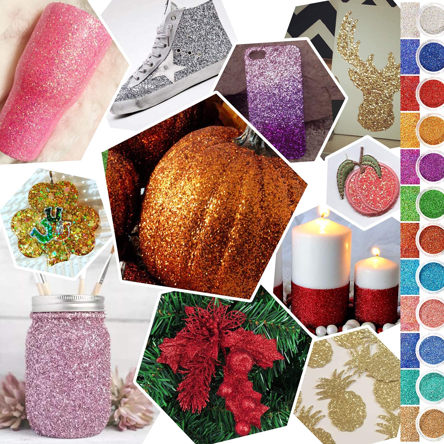 MAPPERZ 24 Pcs Nail Glitter Powder - Chrome Pigment Eye Shadow & Shimmer Nail Art Glitter for Professional Makeup - Multicolor Sparkle for Nails, Eyeshadow & Body Art (Perfect for Parties, Salons & DIY Beauty)