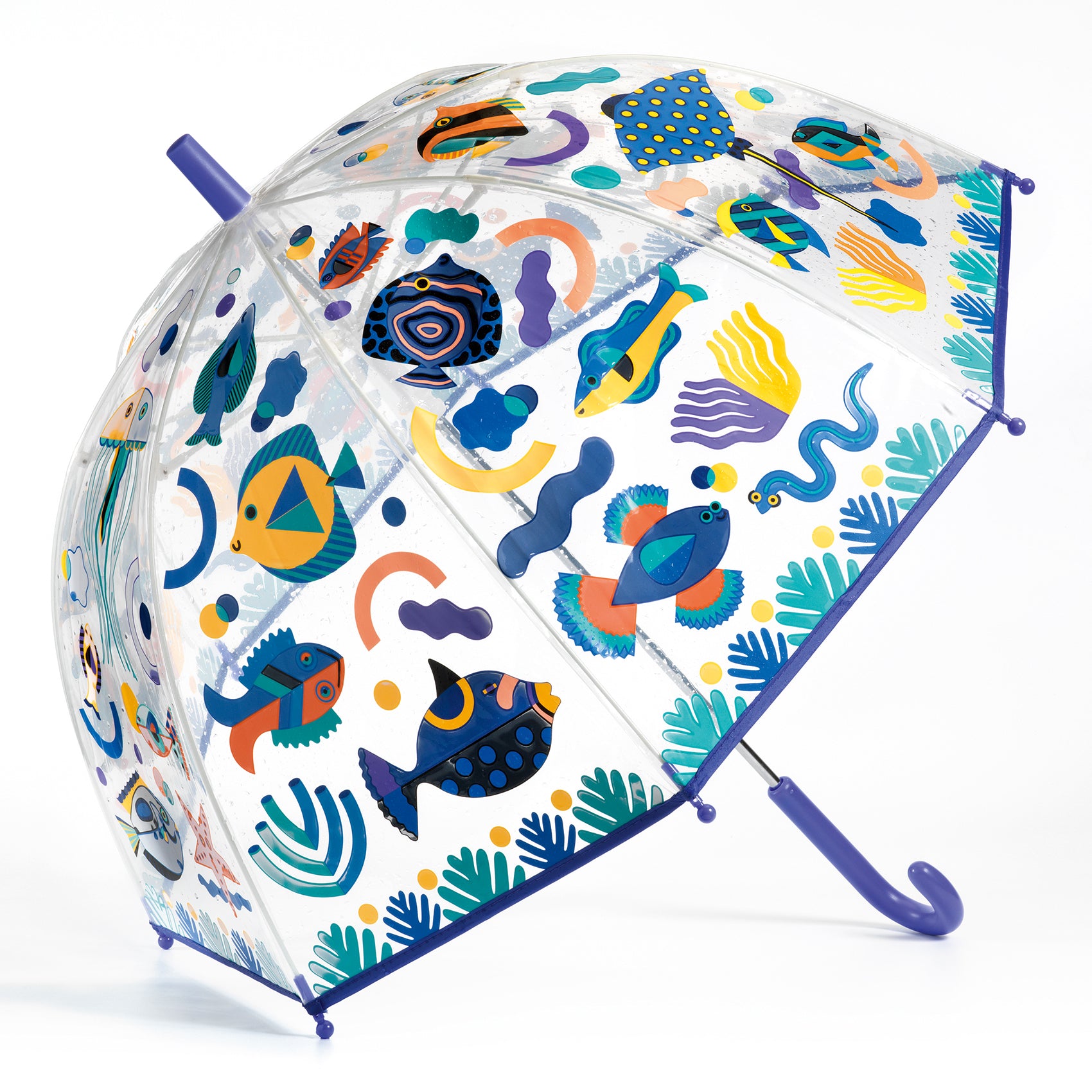 Djeco Color Changing Fish Umbrella - Fun & Unique Kids Rain Umbrella for Outdoor Play, Beach & Pool Parties