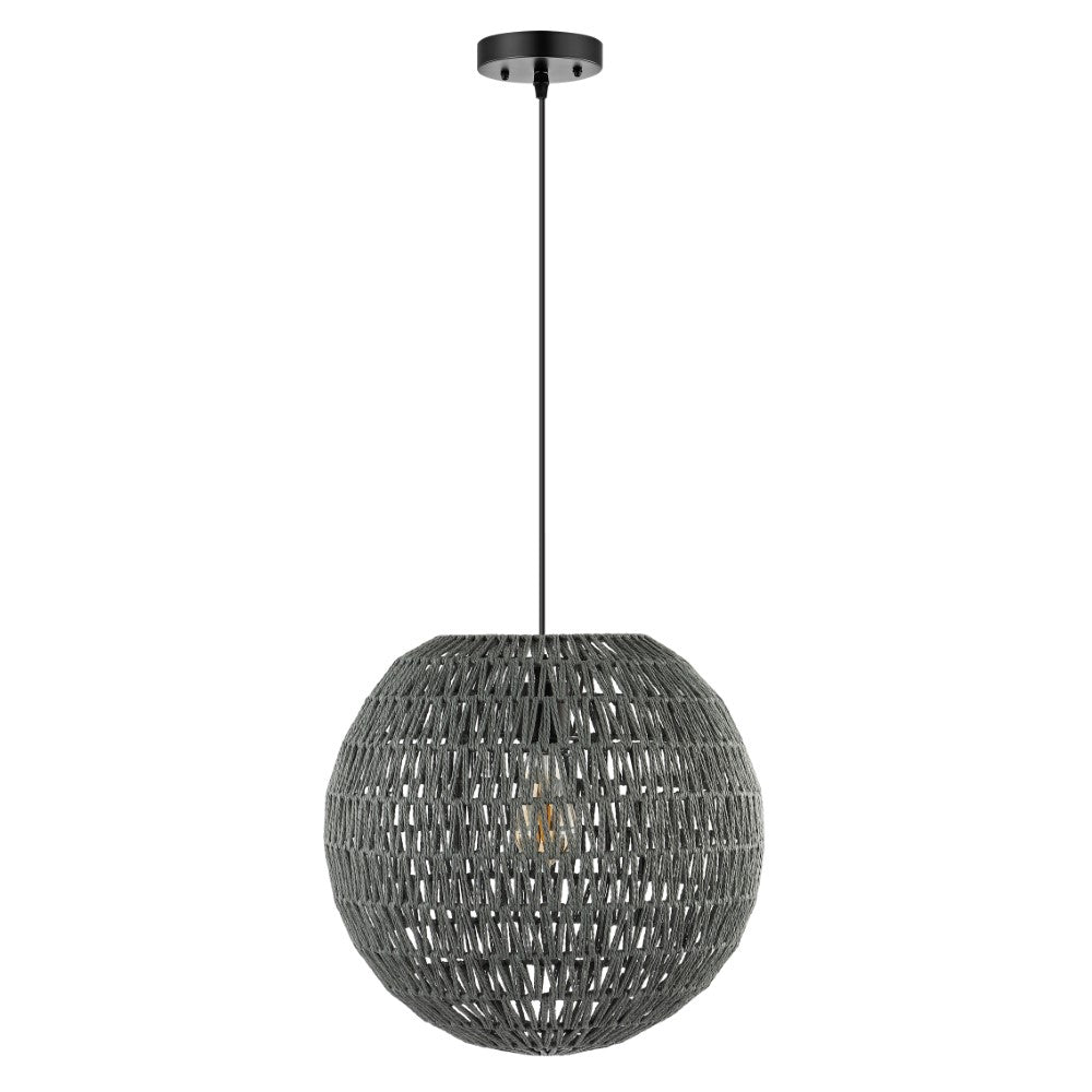15.75 Inch Luna Bohemian Modern Woven Rattan & Iron LED Pendant Light - Perfect for Dining Room, Kitchen Island, or Bedroom Lighting