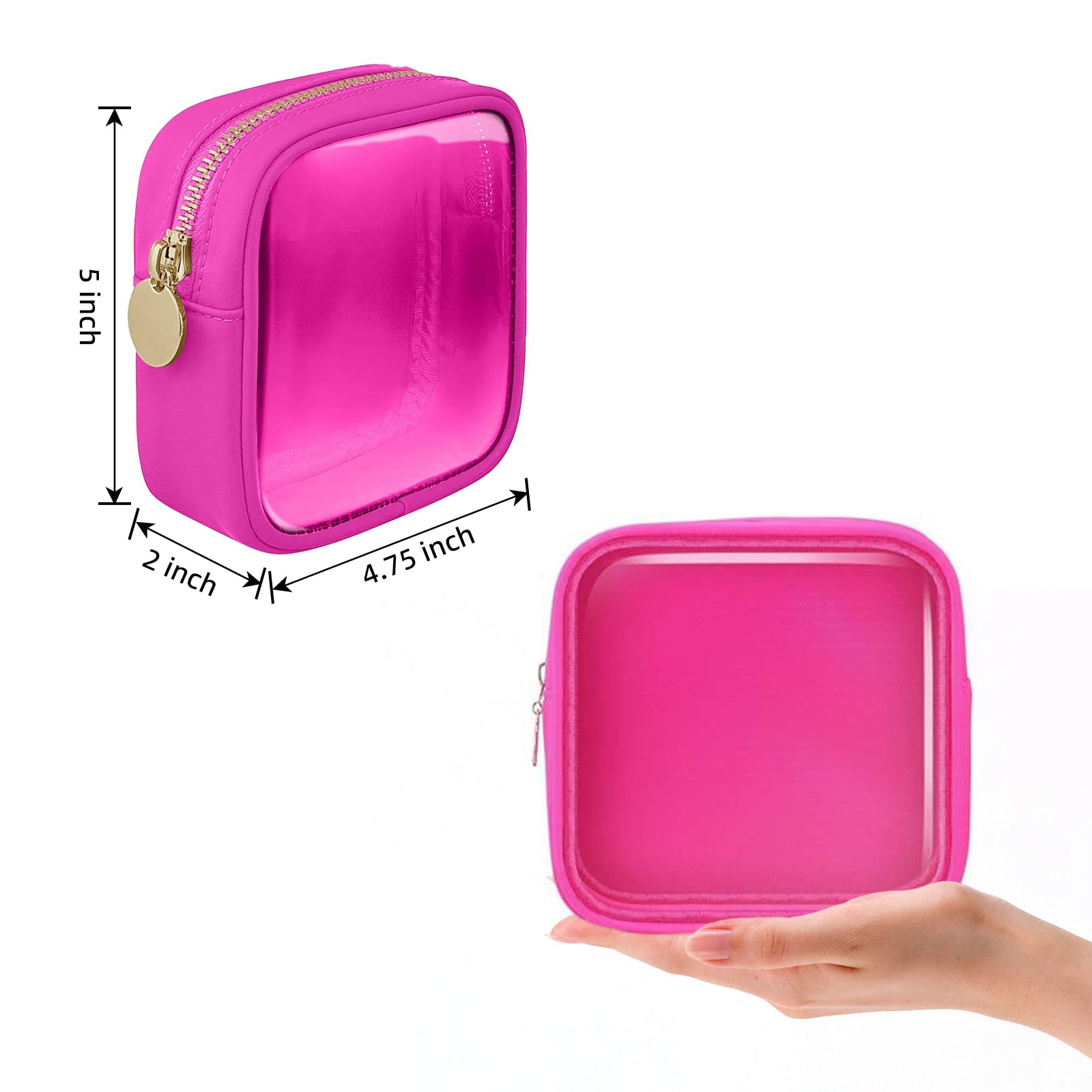 2PCS Mini Clear Makeup Bag for Women & Girls - Small Waterproof Cosmetic Travel Pouch Organizer, Nylon Toiletry Bag for Purse, Gym, Vacation & Everyday Use