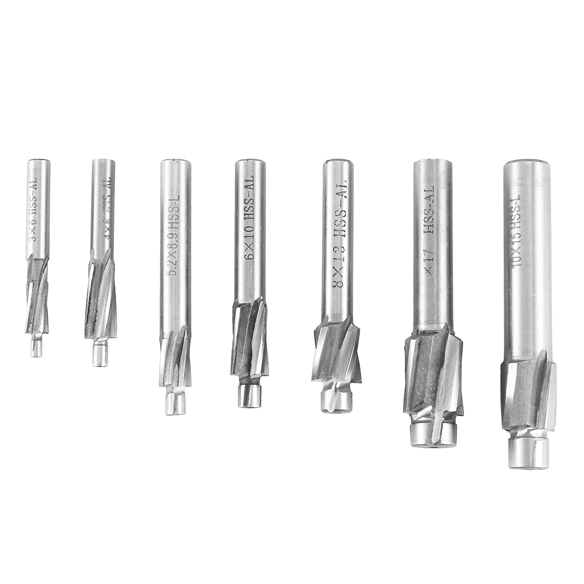 7-Piece High-Speed Steel Countersink Drill Bit Set - CNC Machining Straight End Mill Cutter for Stainless Steel & Metal - Perfect for Woodworking, DIY Projects & Professional Metal Fabrication