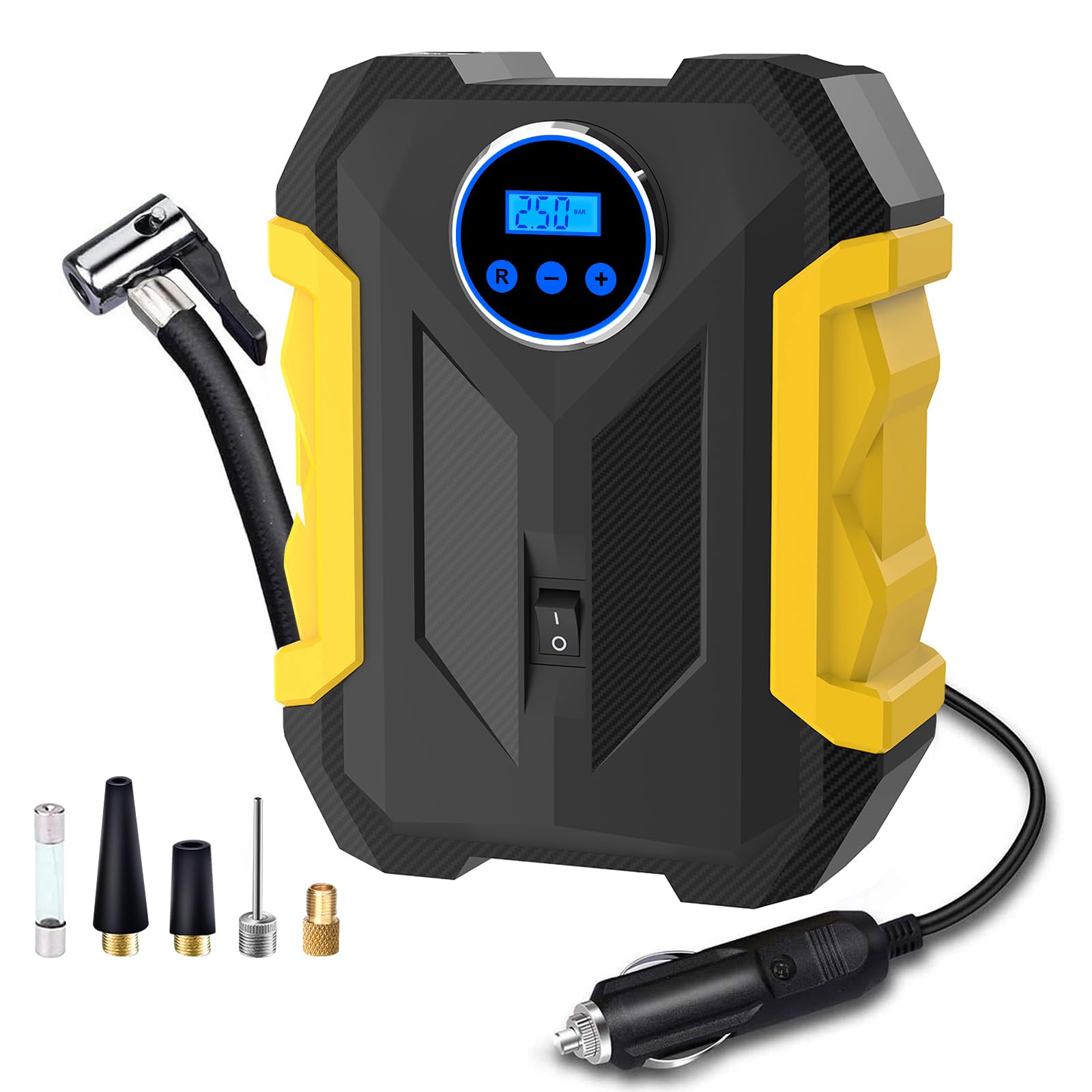 12V Digital Portable Air Compressor for Car Tires - Fast Auto Tire Inflator Pump with LED Light & Pressure Gauge | Emergency Roadside Assistance, Home Garage & Camping Use