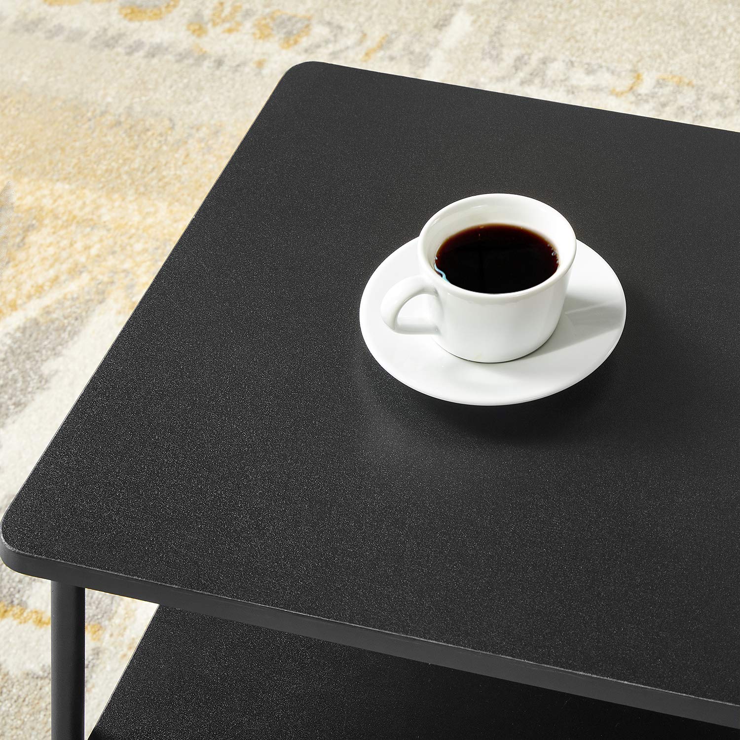Mellow SQNS-BK Square Multipurpose End Table & Side Table in Black - Perfect for Living Room, Bedroom, or Office Use