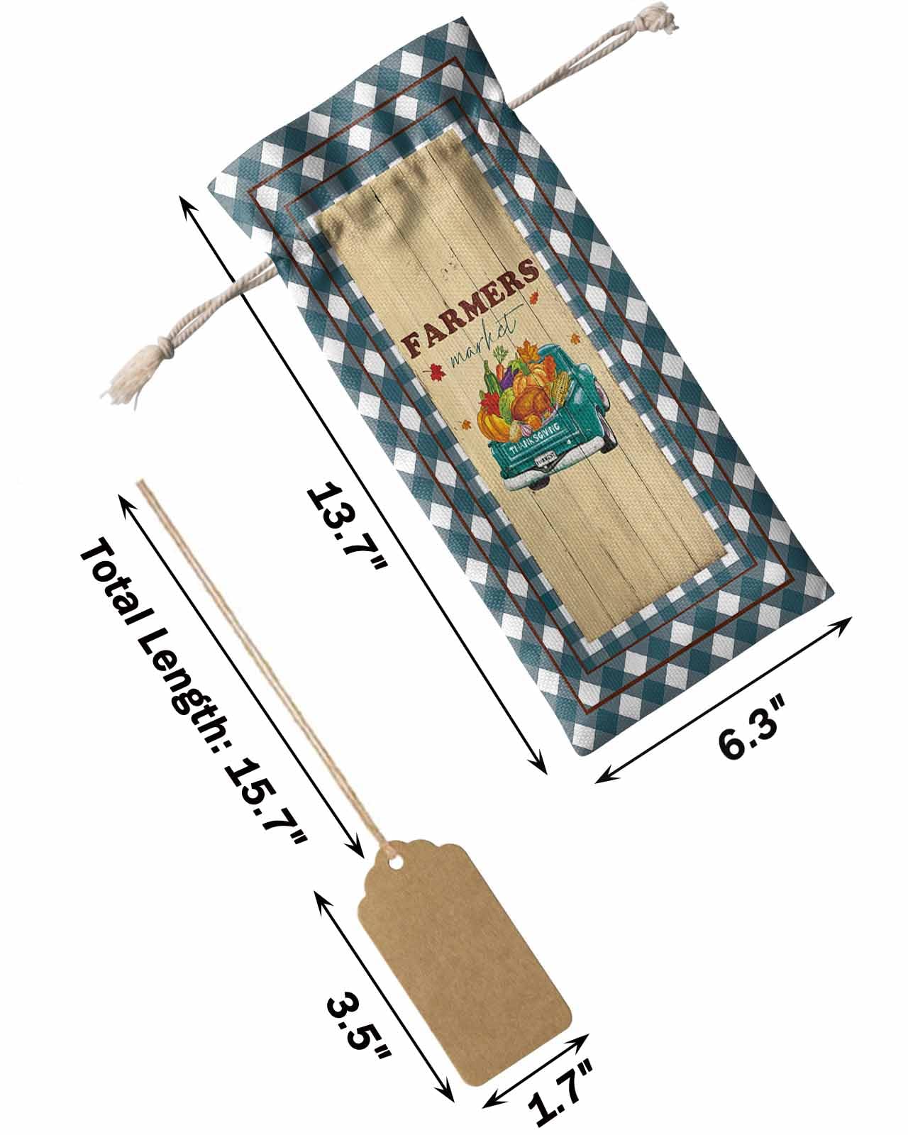Reusable Wine Bottle Bags with Drawstrings - Fall Harvest Pumpkin Plaid Design for Thanksgiving, Farmers Market & Parties (Set of 1) | Perfect Gift for Birthday Celebrations & Holiday Gatherings