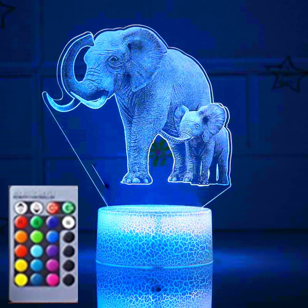 3D Elephant Night Light - 16 Color Changing LED Animal Lamp with Acrylic Base, USB Powered Illusion Desk Light for Kids Room, Nursery Decor, Birthday Gift | Perfect for Bedtime, Relaxation & Home Decoration
