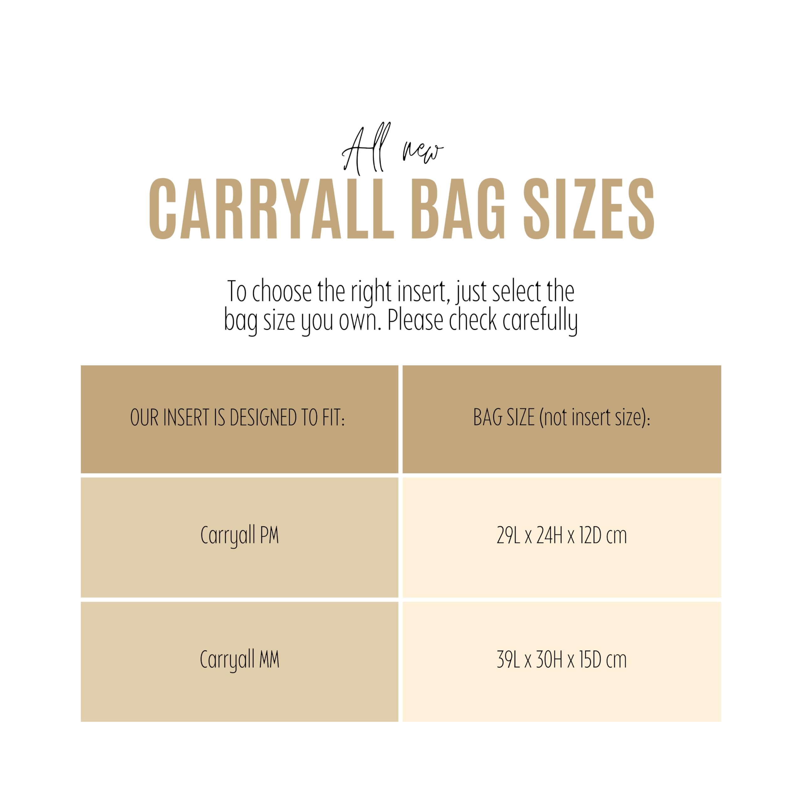 LV Carryall Bag Organizer Insert - Premium 2mm Handmade Felt with Gold Zipper for Carryall PM/MM (Black) | Purse Organizer for Travel, Work & Daily Use