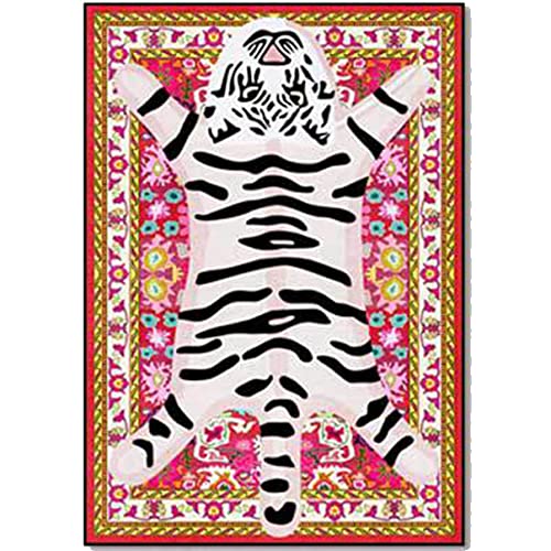 Vintage Boho Green Tiger Print Non-Slip Washable Area Rug - 35.5