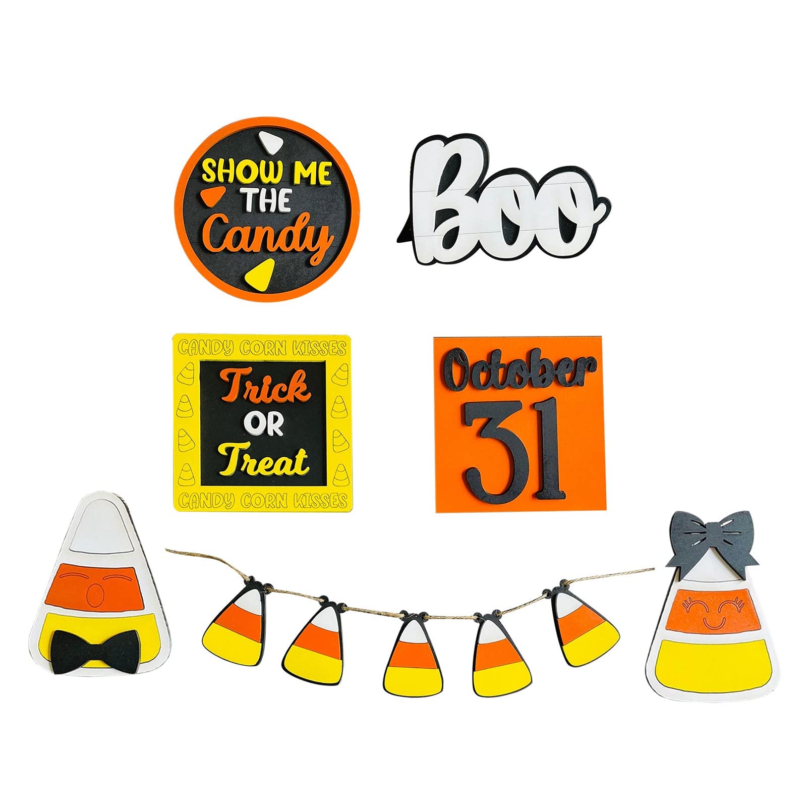 JackRuler Halloween Wooden Sign - Farmhouse Tiered Tray Decor with Striped Bat & Easter Bunny - Freestanding Home Decoration for Halloween, Fall & Easter Seasons - Perfect for Mantel, Entryway & Seasonal Displays (One Size)