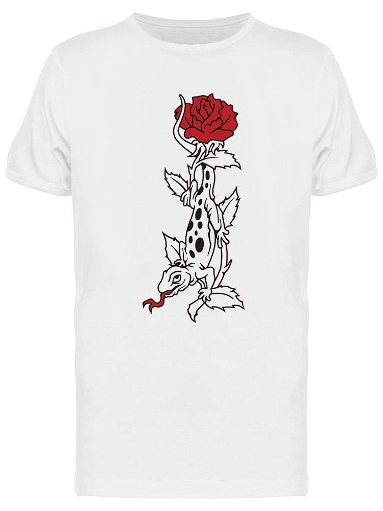 Smartprints Gecko on Rose Graphic T-Shirt for Men - Casual Streetwear & Summer Outfit Essential