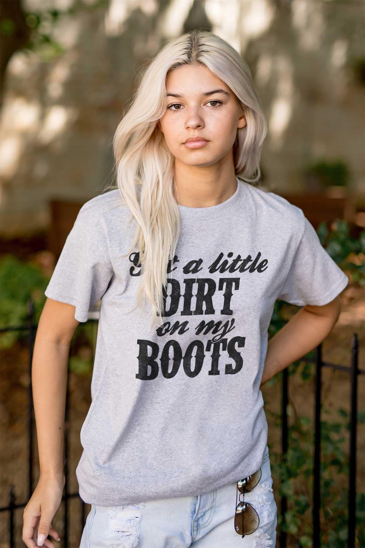 Brisco Brands Little Dirt Boots Cute Southern Women's Graphic T-Shirt - Comfortable Cotton Tee for Casual Wear, Country Outfits & Southern Style Fashion