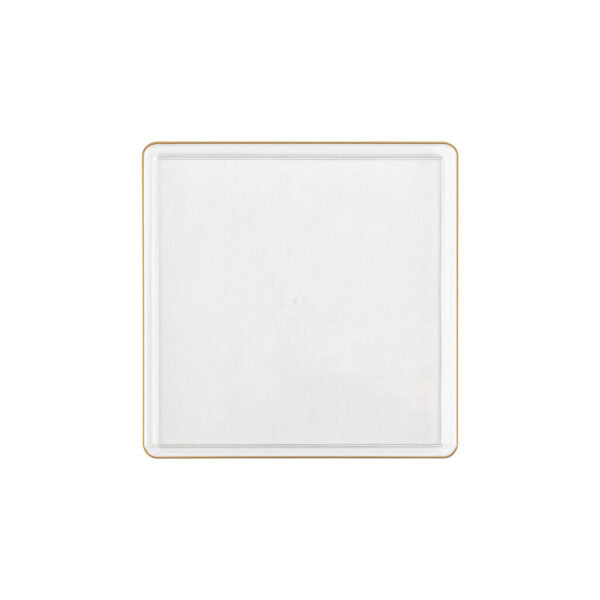Clear and Gold Rim Square Plastic Plates (10 Pack) - Elegant Disposable Dinnerware for Parties, Weddings, and Events - Durable & Stylish Square Edge Plates for Home and Catering Use