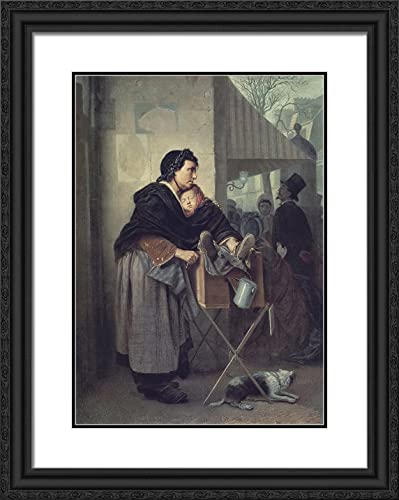 Black Ornate Wood Frame with Double Matting