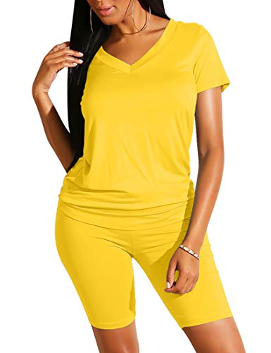 Z-short Sleeve Shorts Set-yellow