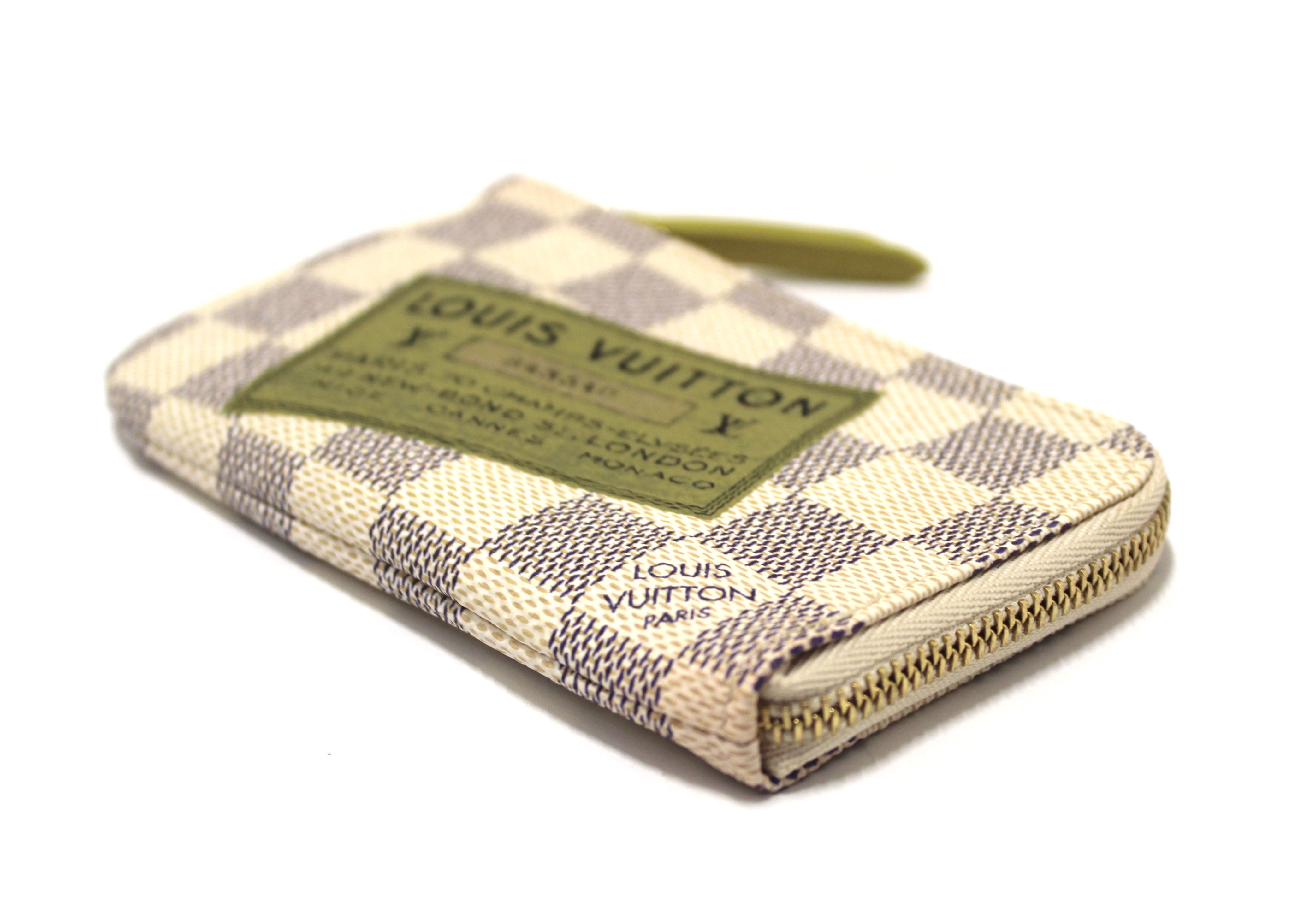 Authentic Louis Vuitton Damier Azur Pochette Key Coin Pouch Case - Luxury Women's Wallet for Keys, Cards & Coins - Perfect for Travel, Parties & Everyday Use