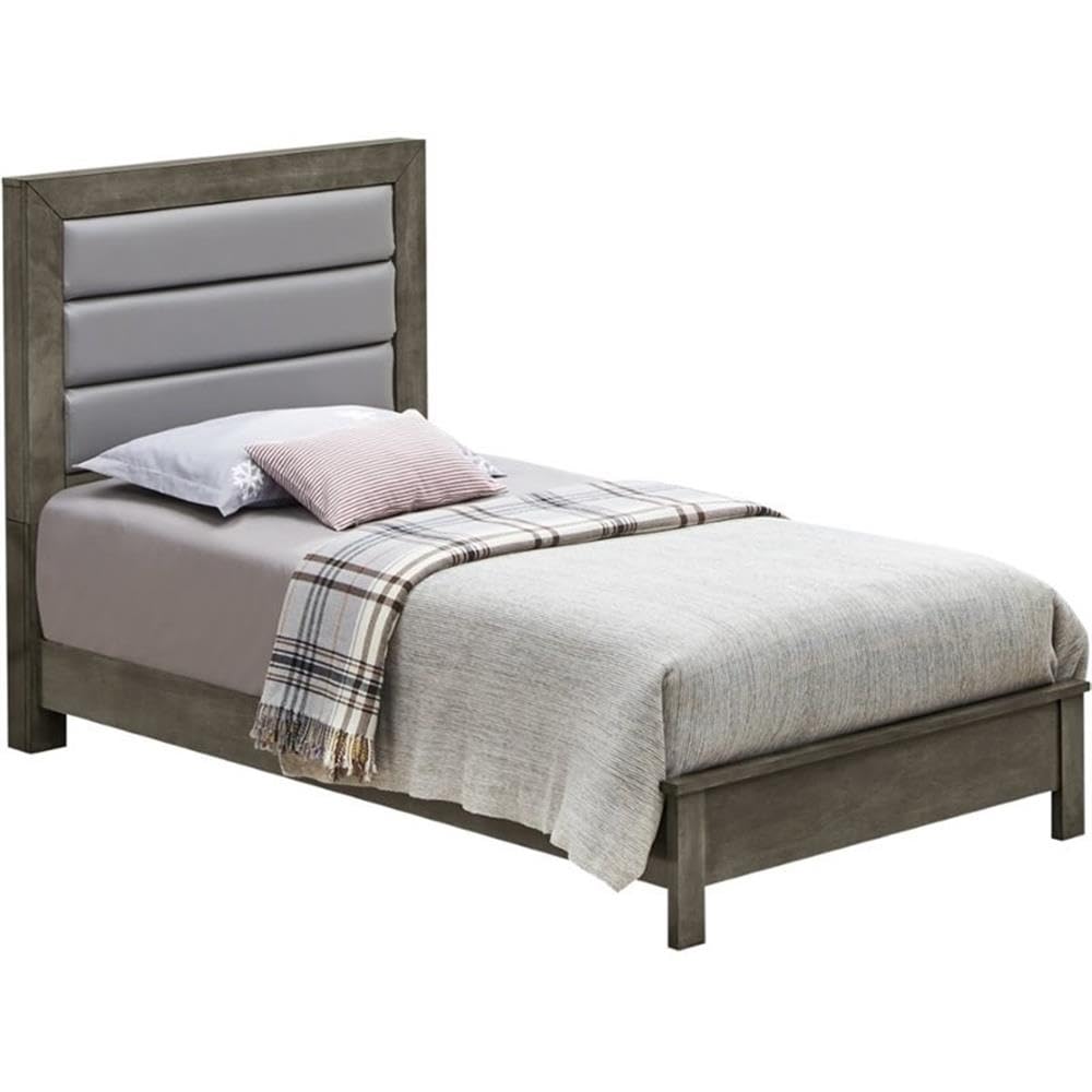 Glory Furniture Burlington Twin Panel Bed in Gray - Modern Wooden Twin Size Bed Frame for Kids & Teens - Perfect for Bedrooms, Guest Rooms & Dormitories