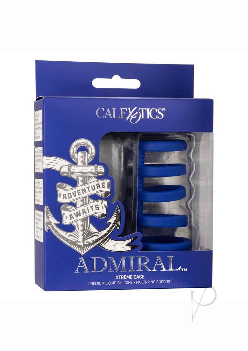 Admiral Xtreme Silicone Cock Cage - Comfortable Blue Male Chastity Device for BDSM, Lockable & Breathable - Perfect for Couples Play, Fetish Wear & Long-Term Use