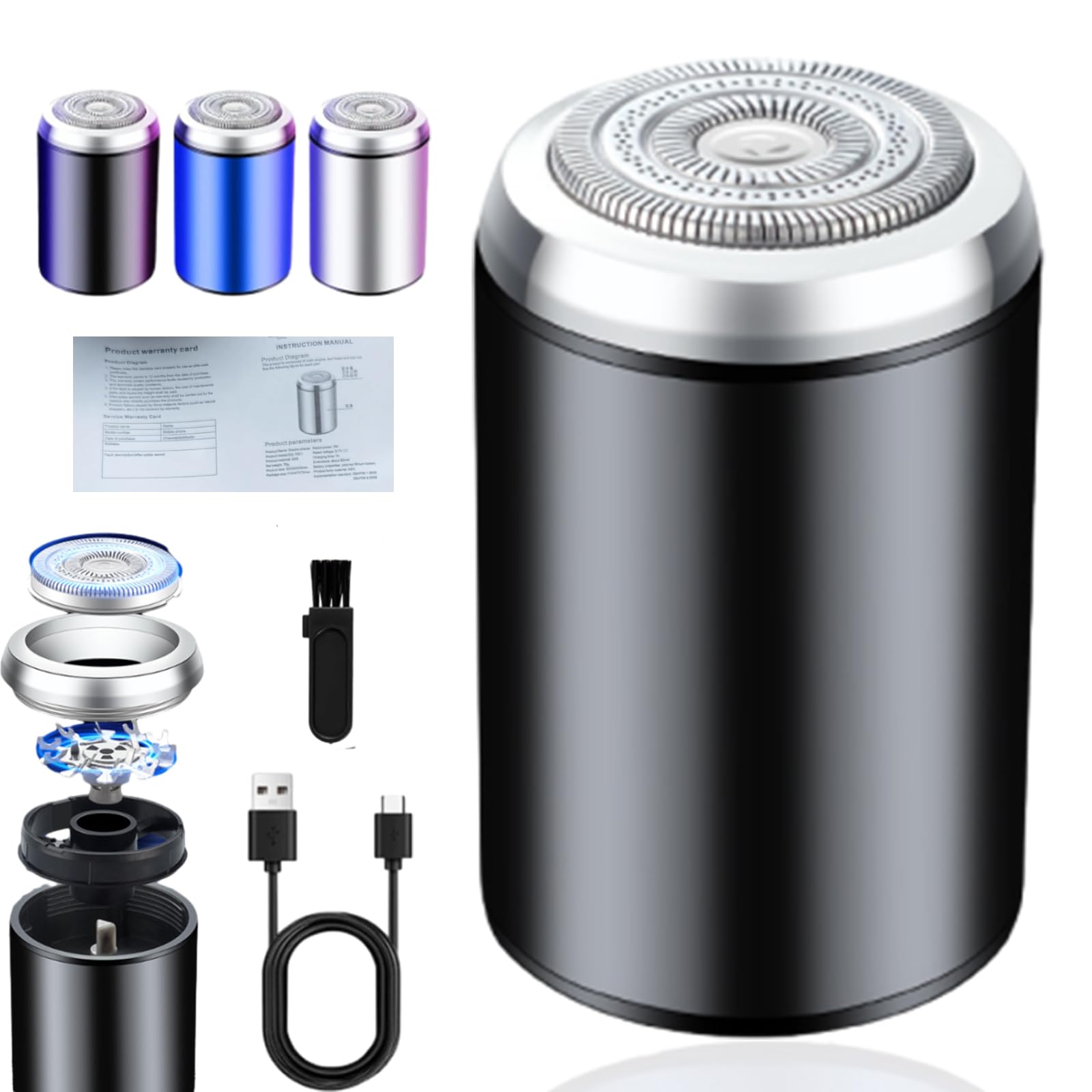 Mini Electric Shaver for Men - Portable USB Rechargeable Waterproof Trimmer - Perfect for Travel, Gym & Daily Grooming (Black)