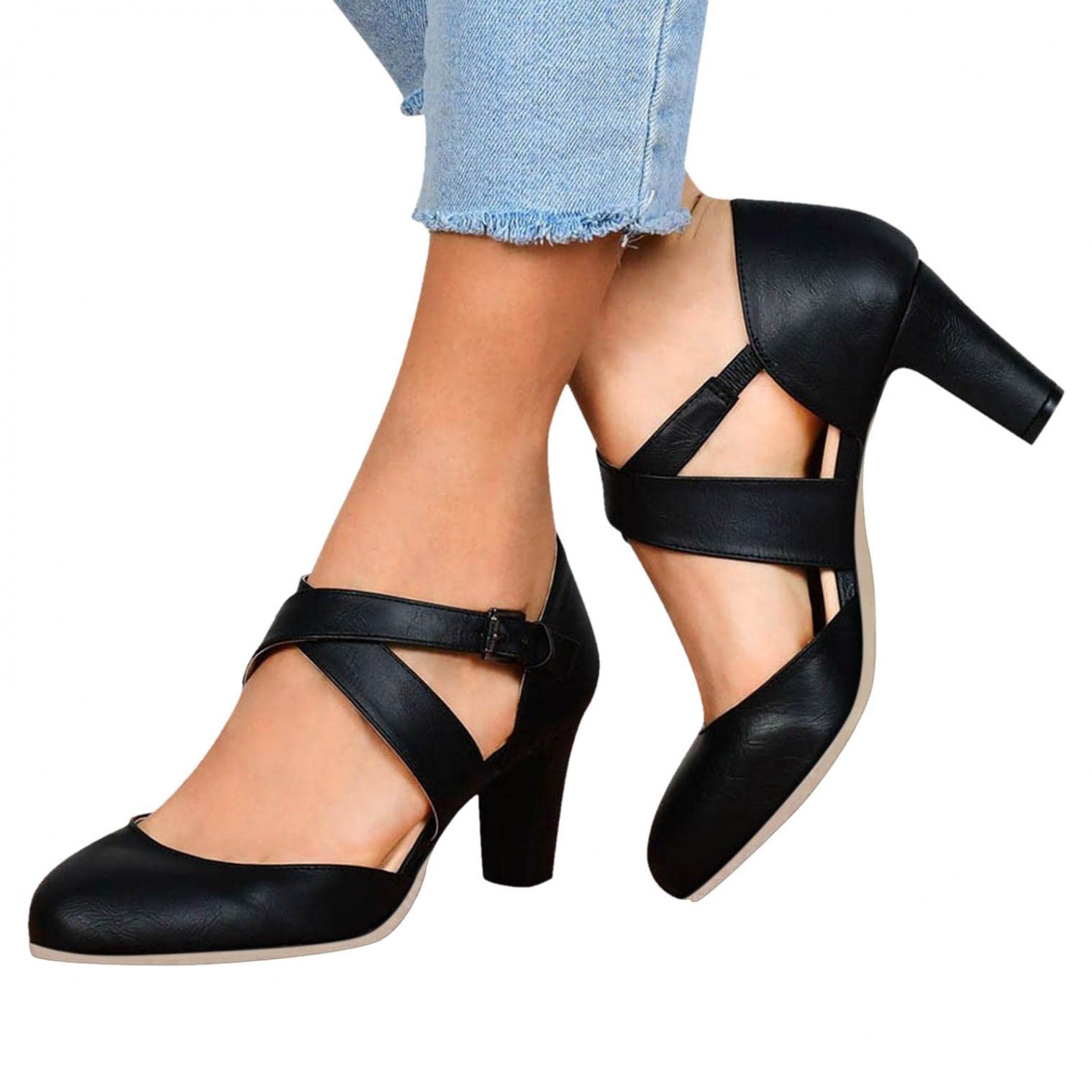 **Aayomet Women's Summer Heel Sandals - Strappy Ankle Strap Pump Shoes for Weddings, Beach & Casual Outings**