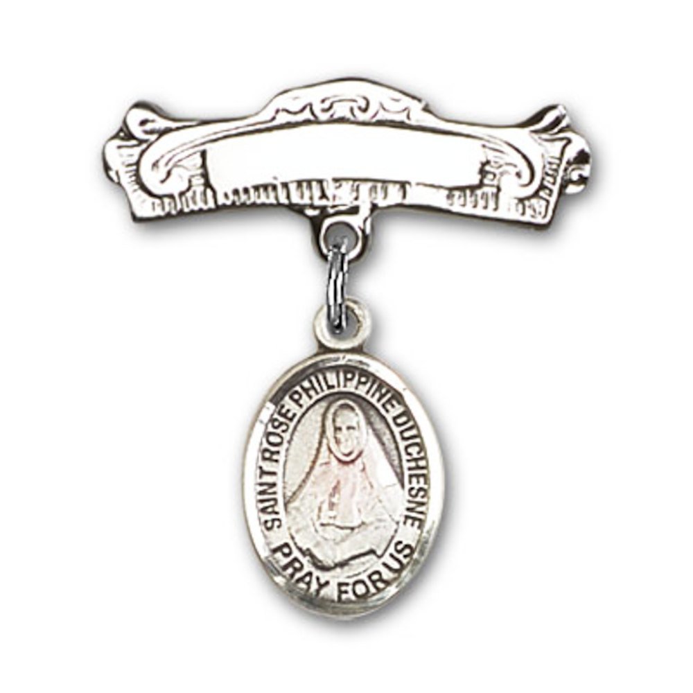 Sterling Silver Baby Badge with St. Rose Philippine Charm - 7/8