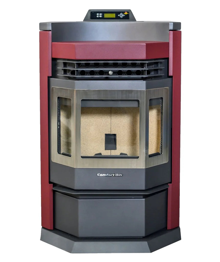 ComfortBilt HP22N SS 2,800 sq. ft EPA Certified Pellet Stove with Auto Ignition - 80 lb Hopper Capacity in Burgundy - Perfect for Home Heating & Energy Efficiency