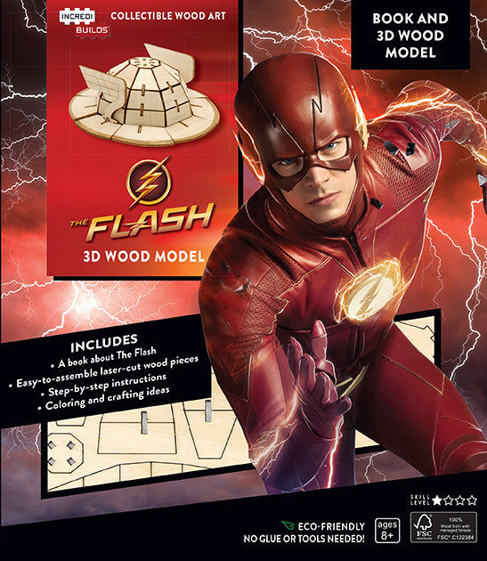 IncrediBuilds: The Flash Book and 3D Wood Model Kit - DIY Superhero Building Set for Kids & Collectors - Perfect for Gifts, Home Decor, and Comic Book Fans