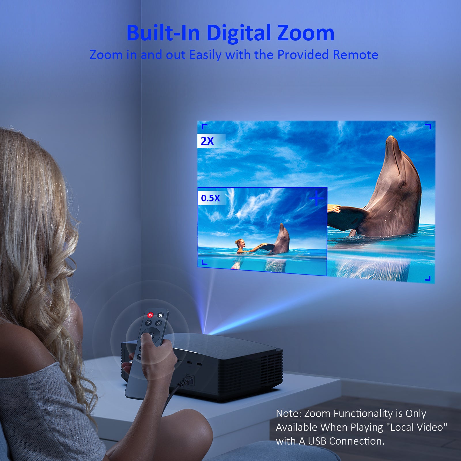 NexiGo PJ20 1080P HD LCD Projector for Home Theater, Outdoor Movies, Gaming & Presentations - Portable Movie Projector with HDMI, USB, AV Inputs