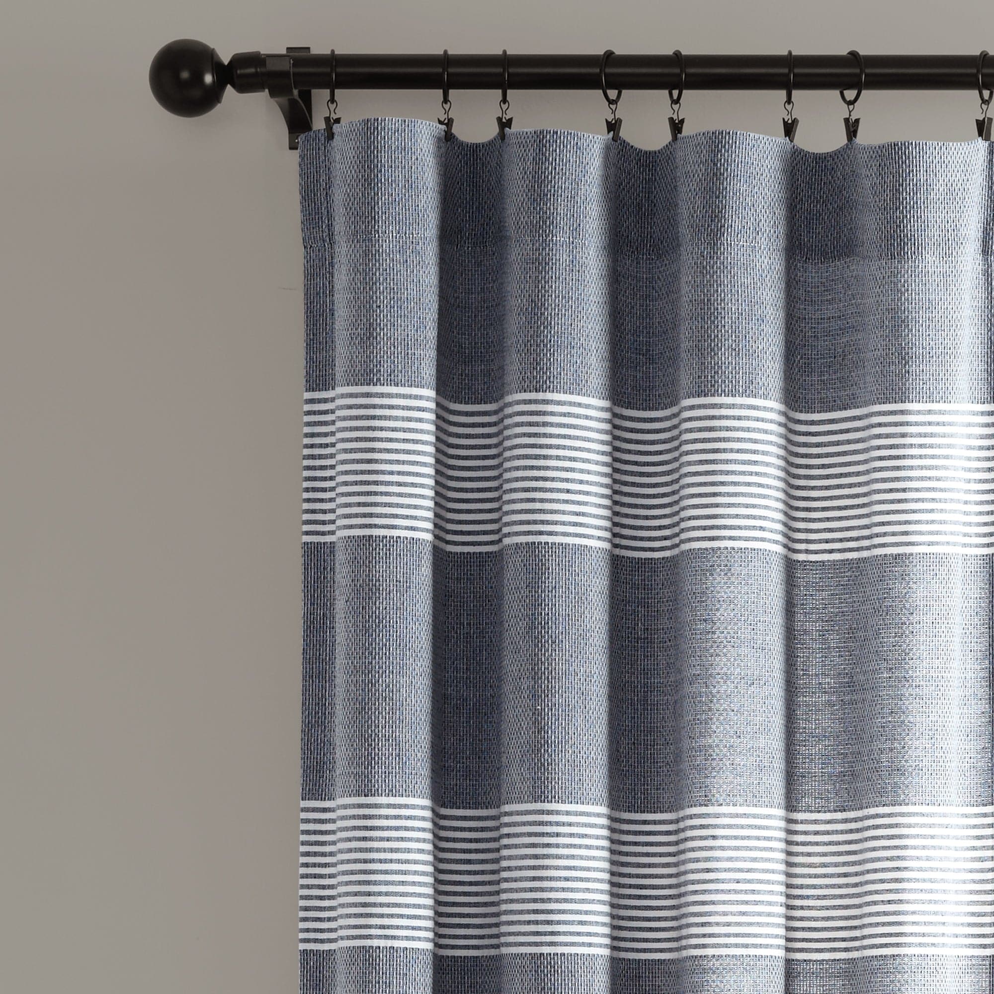 Tucker Stripe Yarn Dyed Knotted Tassel Window Curtain Panel Set - Elegant Blackout Drapes for Living Room & Bedroom Decor