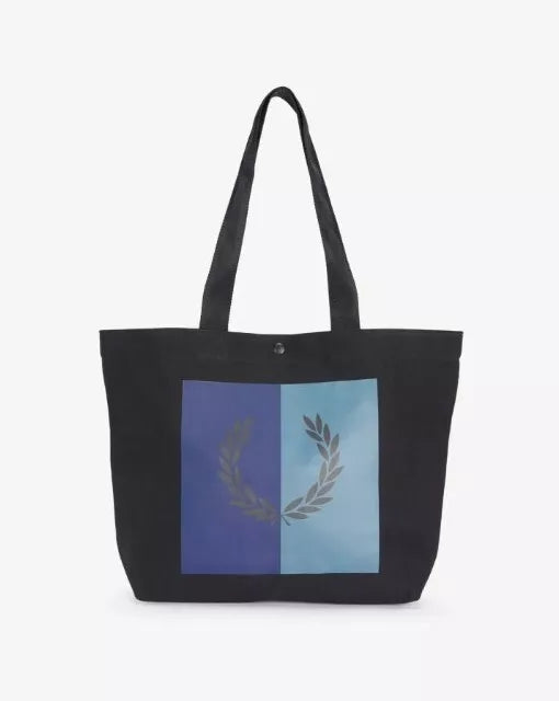 Fred Perry Color Block Black Tote Bag - Stylish Casual Handbag for Women, Perfect for Work, Shopping & Travel Accessories