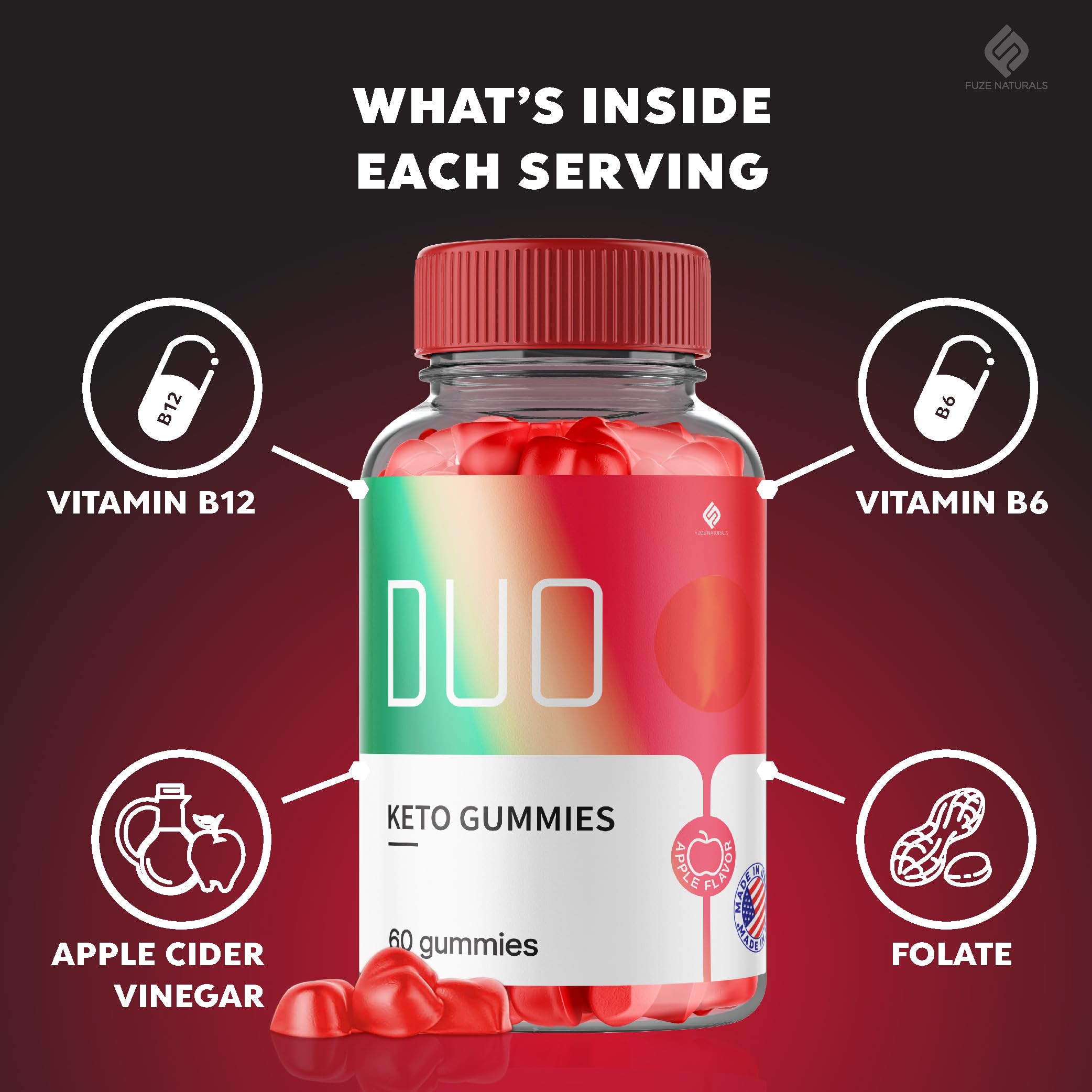 (3 Pack) Duo Keto ACV Gummies - 1000mg Apple Cider Vinegar with Vitamin B12 Supplement for Weight Loss & Ketosis Support - Maximum Strength Formula (180 Gummies) - Perfect for Keto Diet, Energy Boost & Digestive Health