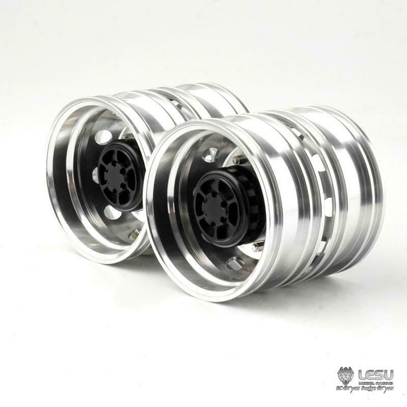 1/14 Scale LESU Rear Wheels with Metal Hub & Rubber Tires - Replacement Parts for RC Trailer Tractor Truck Models (Tamiya Compatible) - Perfect for DIY Upgrades & Off-Road RC Vehicle Scenes