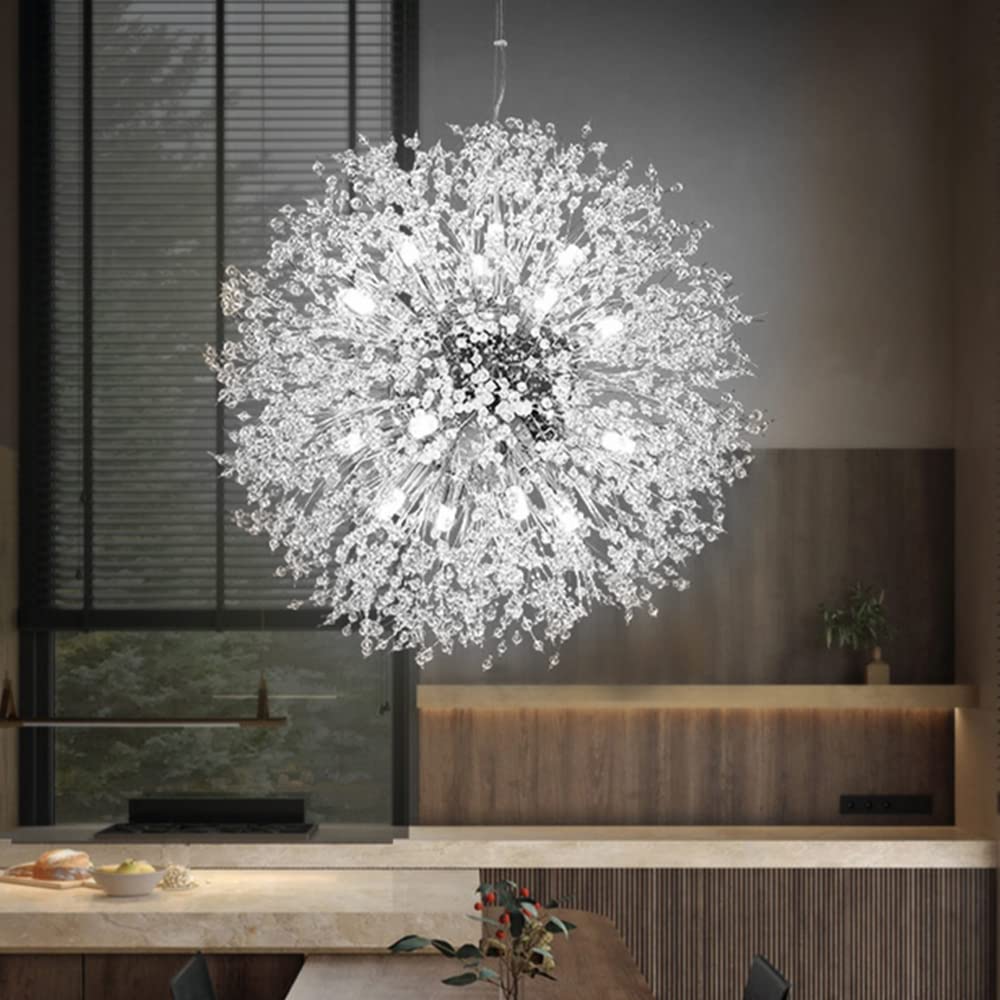 Modern Crystal Chandelier - 16-Light Sputnik Fixture for Living & Dining Rooms