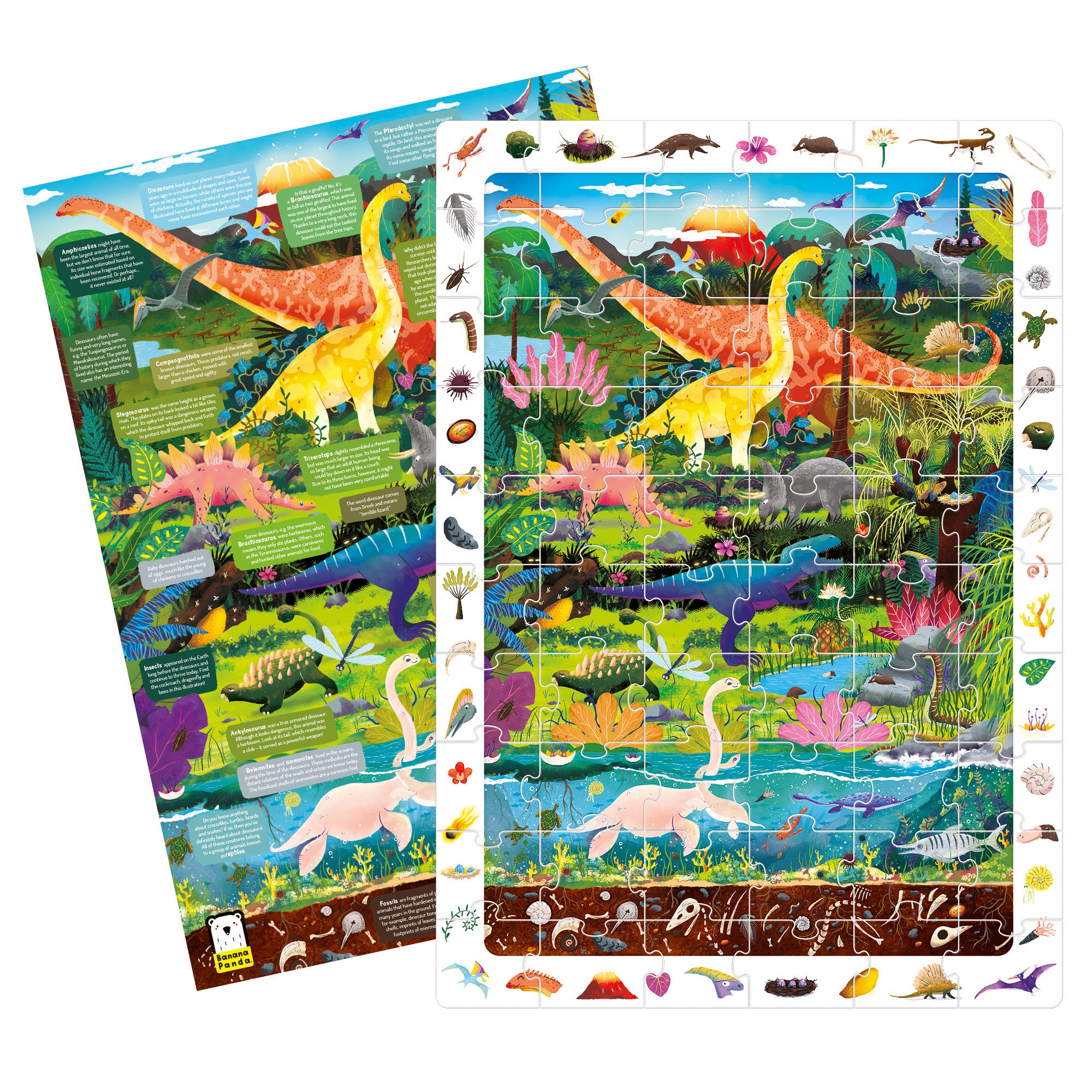 Banana Panda Dinosaurs Observation Floor Puzzle - 60 Piece Jigsaw Puzzle for Kids, Educational Dinosaur Toys for Children Ages 3-6 | Perfect for Birthday Gifts & Classroom Learning Activities