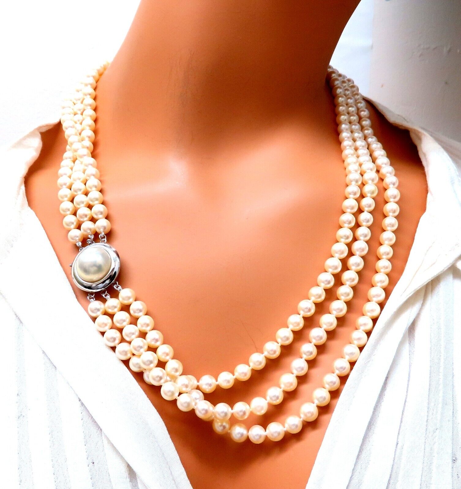 6.75mm Natural Japanese Pearl & Mabe Pearl 14K Gold Necklace for Women - Elegant Gift for Wedding, Anniversary & Special Occasions