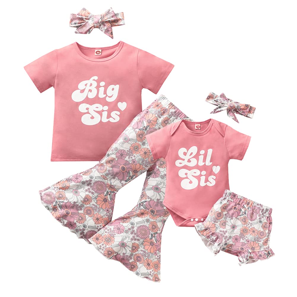 Floral Big Sister Little Sister Matching Outfits Set - Cute Sibling Girls' Summer Clothes | Perfect for Family Photos, Birthday Parties & Special Occasions