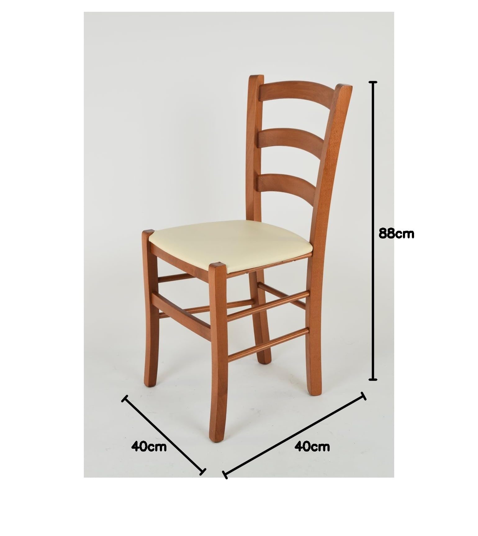TommyChairs Venice Wooden Dining Chair - Cherry Beech Frame with Ivory Polyurethane Upholstered Seat - Perfect for Kitchen, Dining Room, and Home Decor