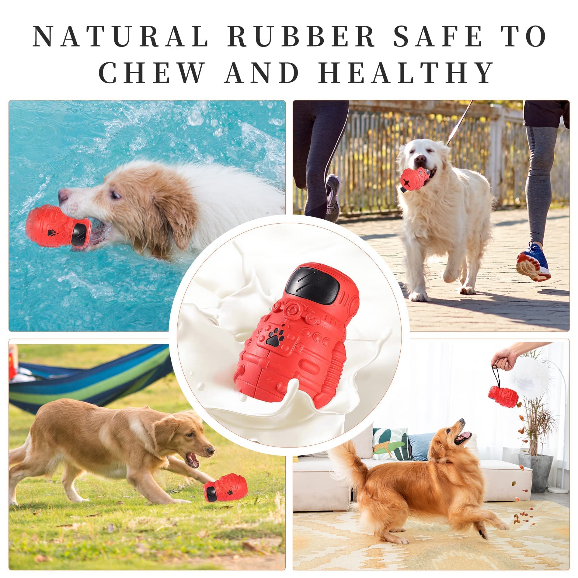 **Indestructible Dog Puzzle Toys for Aggressive Chewers – Durable Rubber Chew Toys for Large & Medium Dogs – Interactive Treat Dispensing & Squeaky Enrichment Toys – Perfect for Boredom Relief & Mental Stimulation**