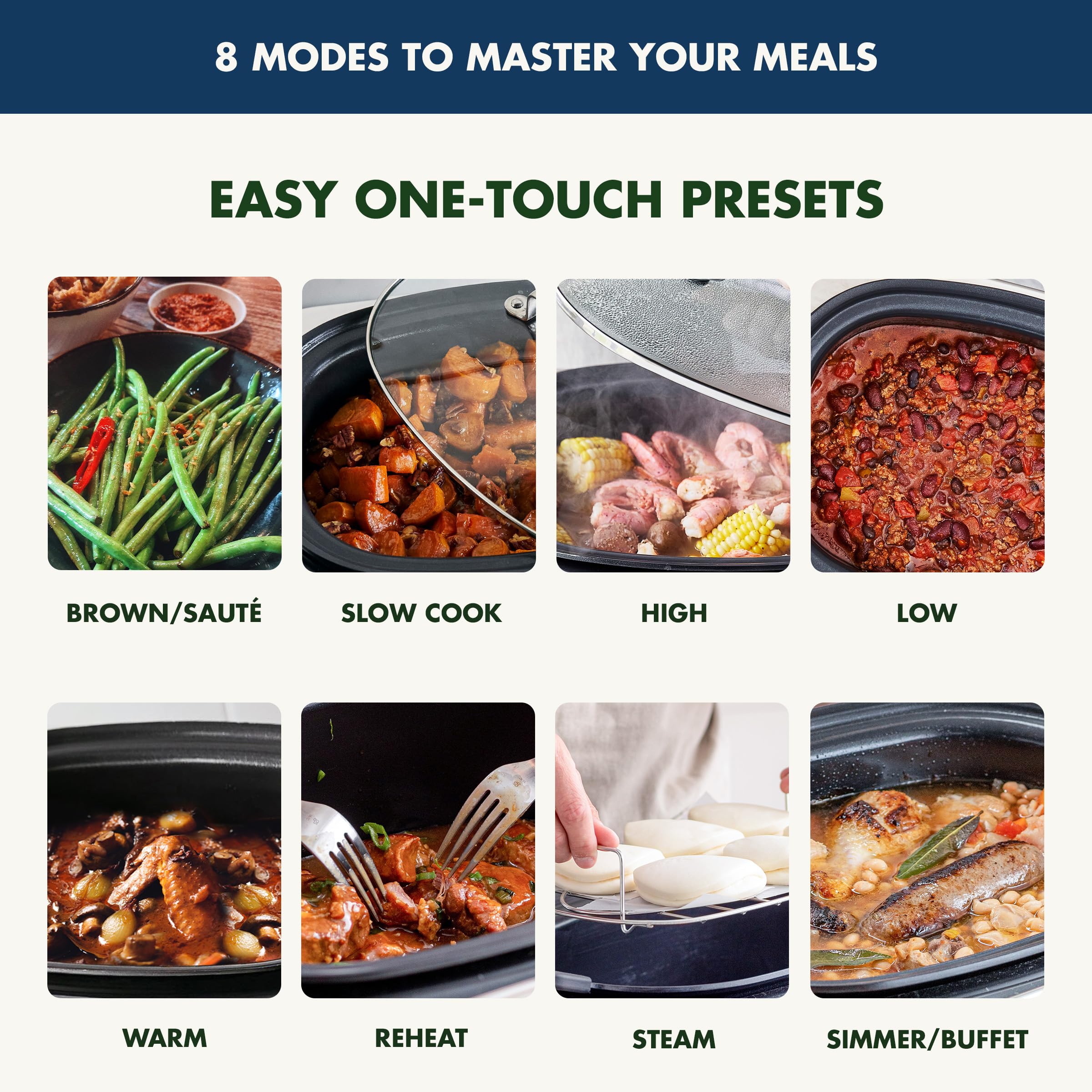 GreenPan Elite 8-in-1 Programmable 6QT Electric Slow Cooker with Dishwasher Safe Lid & Removable Crock - PFAS-Free Healthy Ceramic Nonstick Multi-Cooker for Searing, Sautéing, Steaming, Roasting - Perfect for Family Dinners & Meal Prep (Oxford Blue)