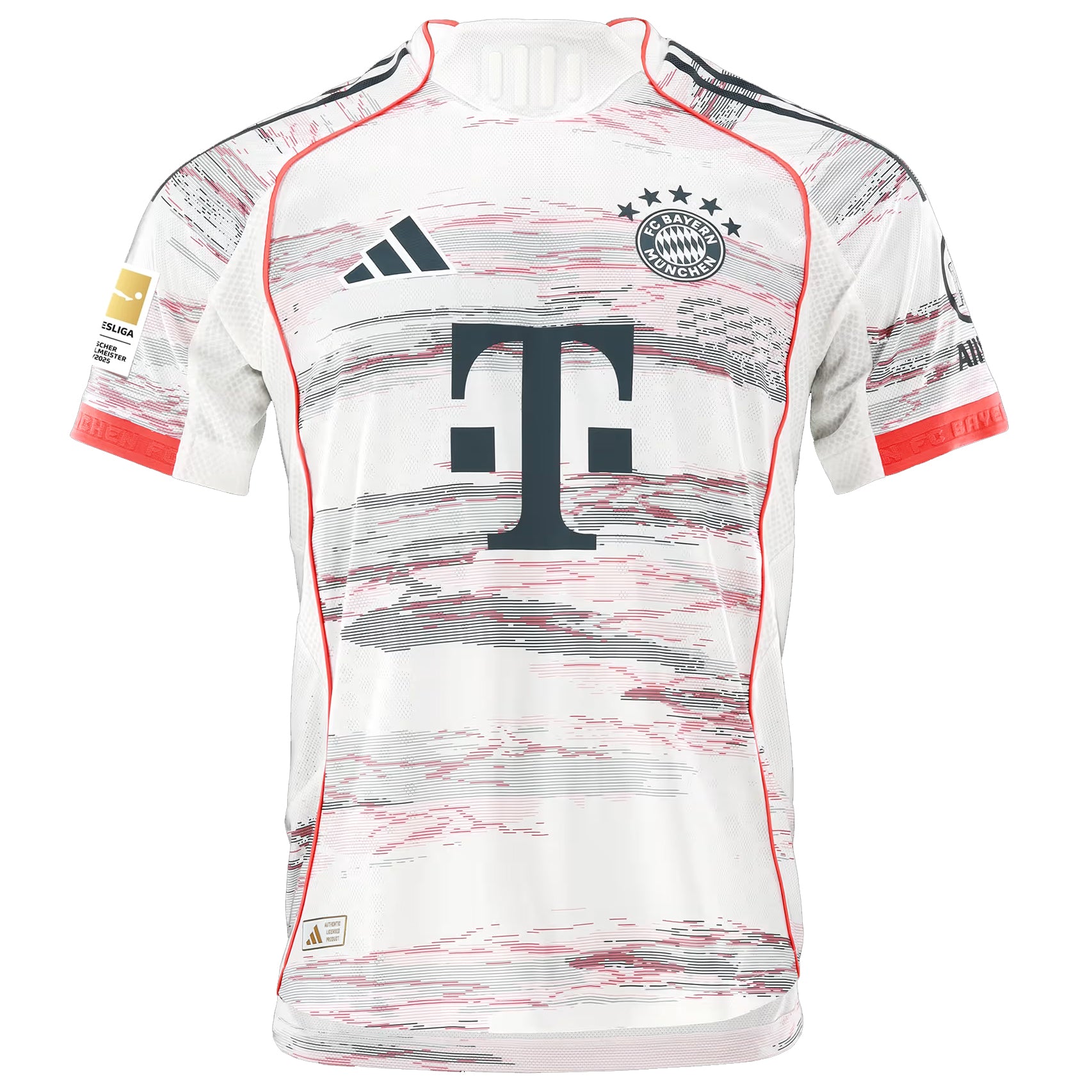 Adidas Dier Authentic Away Jersey 25/26 with Sponsor & Meister Bundesliga Patch - White/Red Soccer Shirt for Fans & Match Days