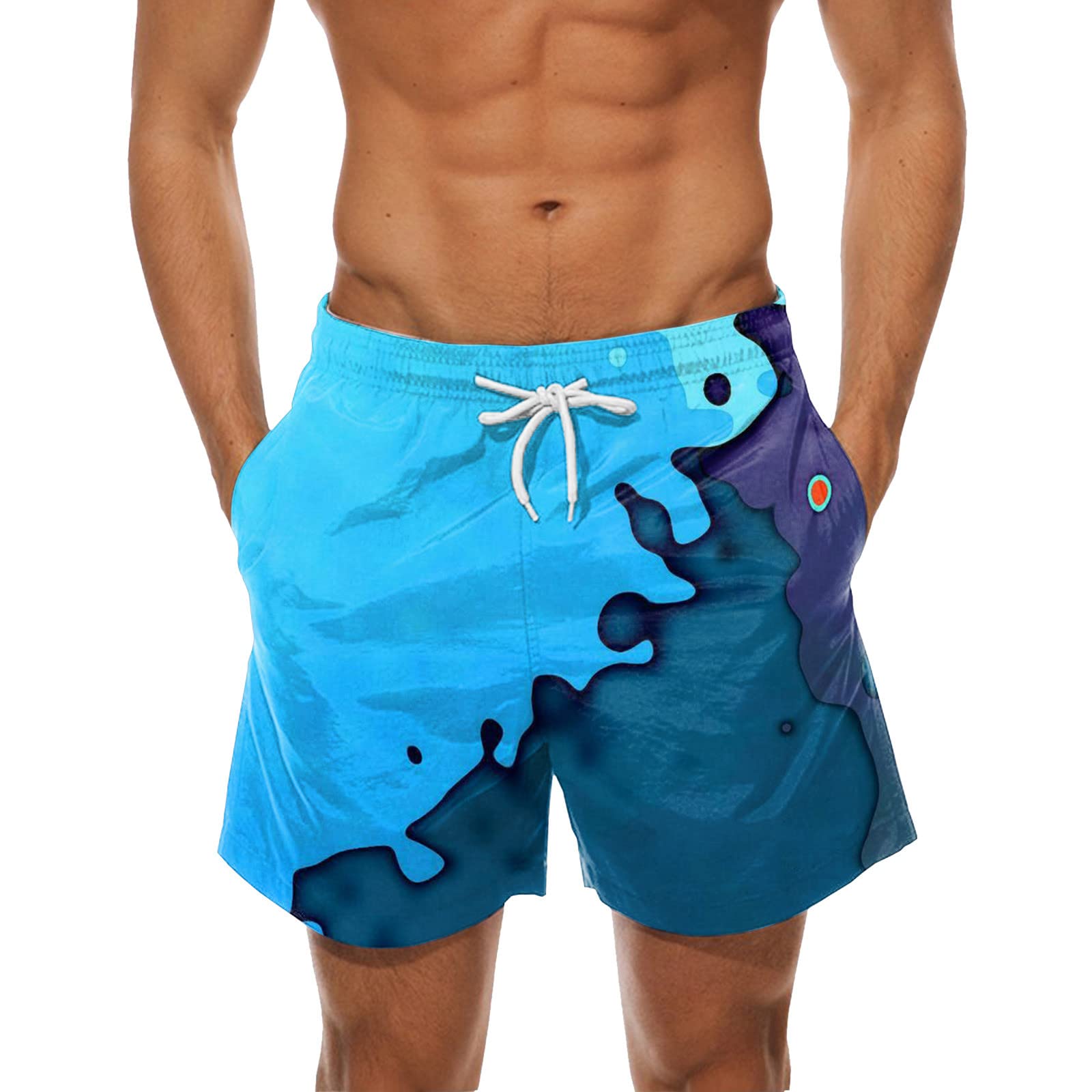 Men's Fashion Casual Printed Lace-Up Board Shorts - Quick-Dry Swim Trunks for Beach, Pool, Surfing & Summer Vacation