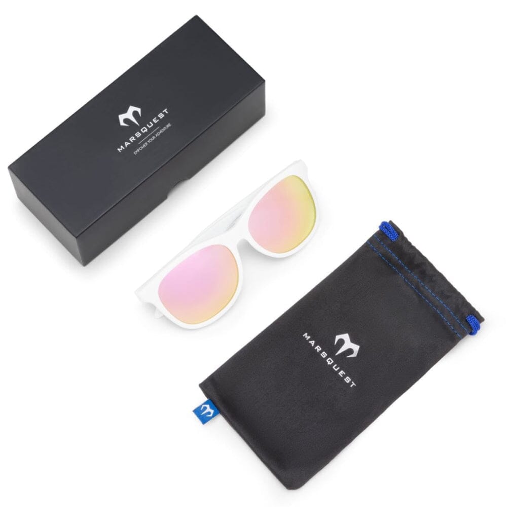 Marsquest Momentum Sunglasses for Women - UV400 Protection Polarized Fashion Sunglasses, White & Pink Frame for Running, Driving, Beach & Outdoor Activities