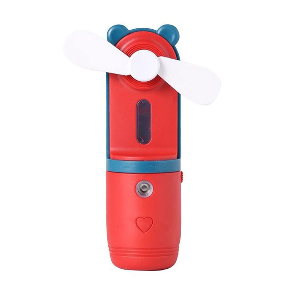Portable USB Rechargeable Handheld Mist Spray Fan - Mini Cooling Fan with Water Spray & Humidifier for Outdoor, Travel, Camping, Beach - Red (90x43x140mm) | Perfect for Summer, Picnics, Sports & Patio Use