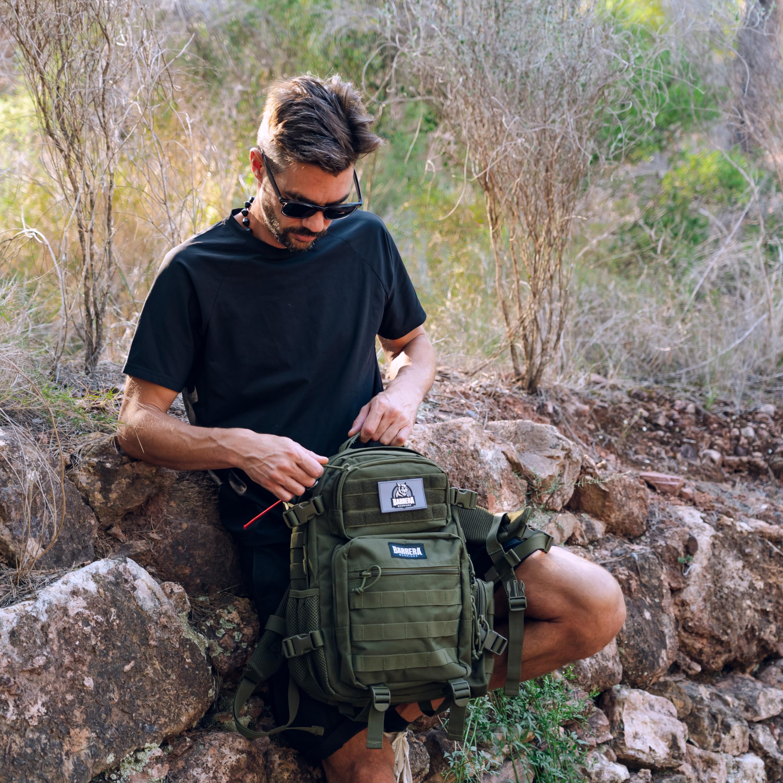 BARRERA Warriors 25L Tactical Backpack - Military Molle Rucksack for Men, Waterproof Laptop Daypack for Hiking, Camping & Travel - Army Green Assault Pack (Perfect for Outdoor Adventures, College & Daily Commute)
