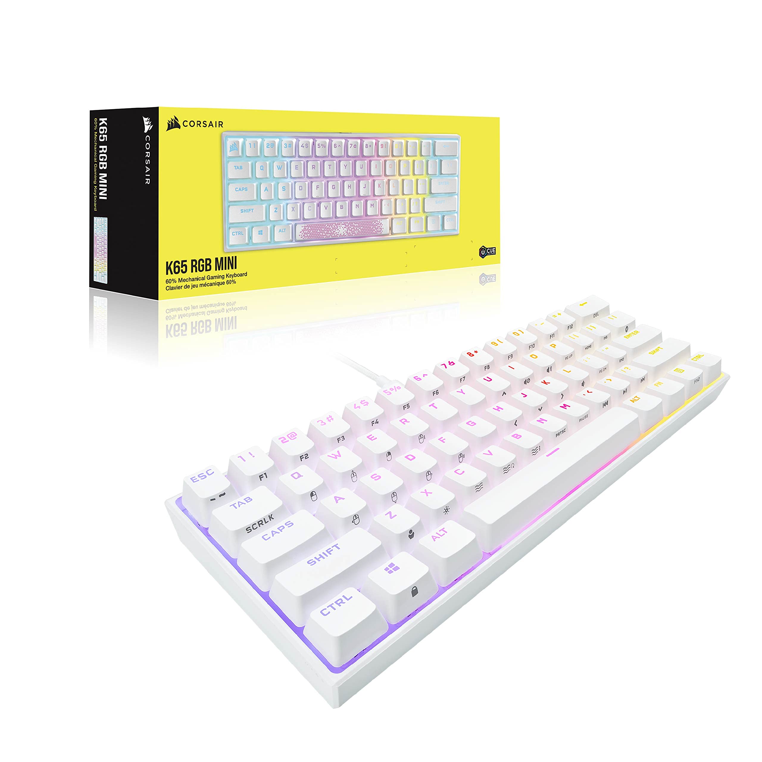 CORSAIR K65 RGB Mini 60% Mechanical Keyboard - Cherry MX Red - PC Gaming & Mac