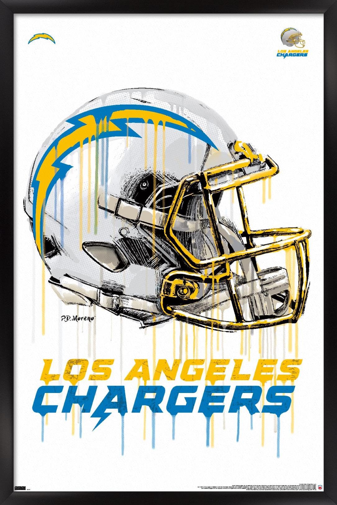 NFL Chargers Drip Helmet Wall Poster - Football Room Decor