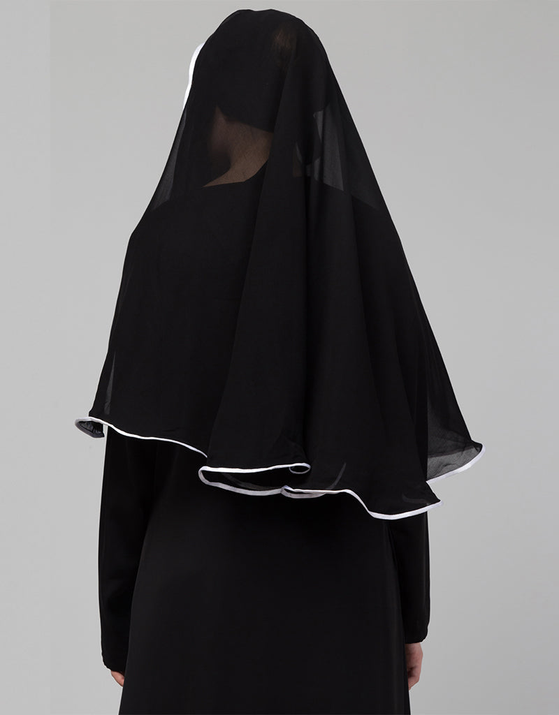 Elegant Black Georgette Hijab Scarf - Soft & Breathable Muslim Head Cover for Women - Perfect for Daily Wear, Prayer, and Special Occasions