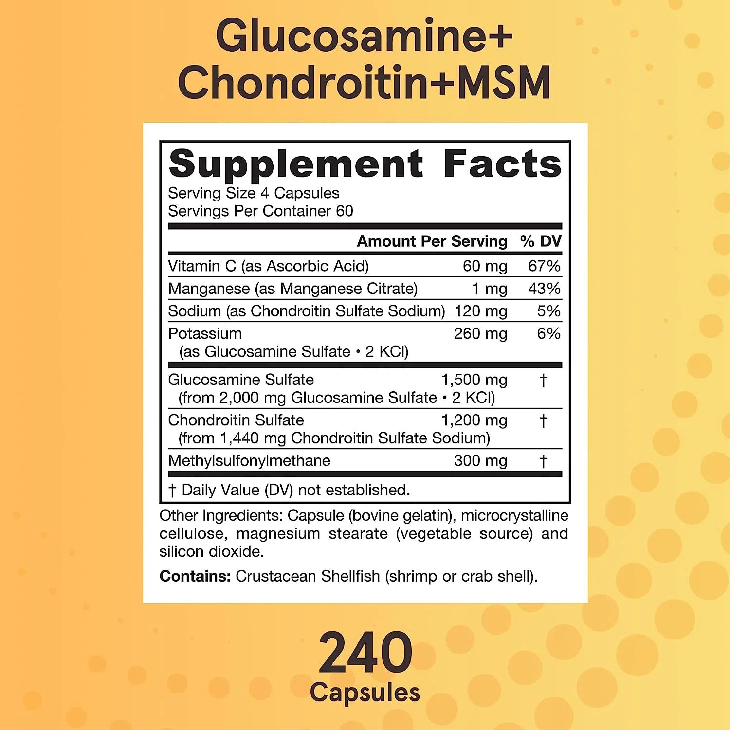 Jarrow Formulas Glucosamine Chondroitin MSM Supplement - Joint Support for Mobility & Flexibility - Ideal for Athletes, Seniors & Active Lifestyles
